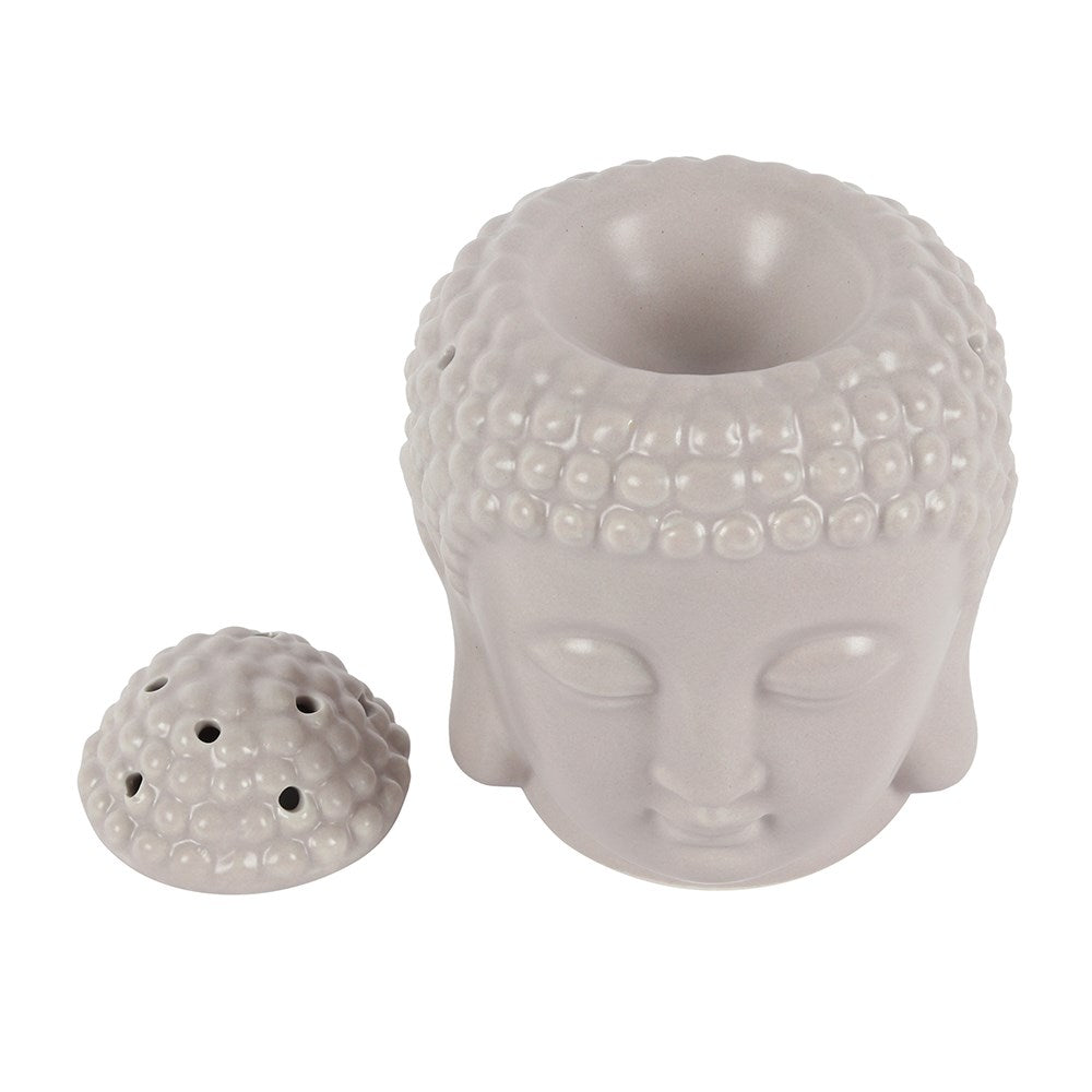 Buddha Head Ceramic Tealight Wax Melter - Gray