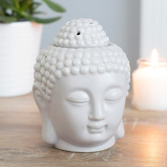 Buddha Head Ceramic Tealight Wax Melter - Gray