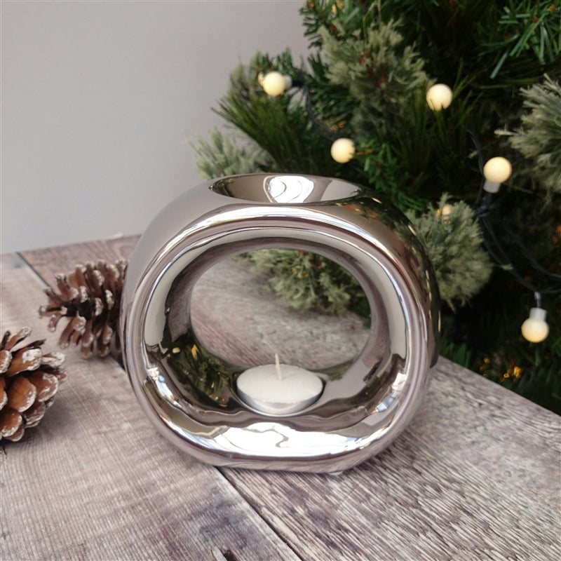 Olympic Ceramic Tealight Wax Melter - Chrome